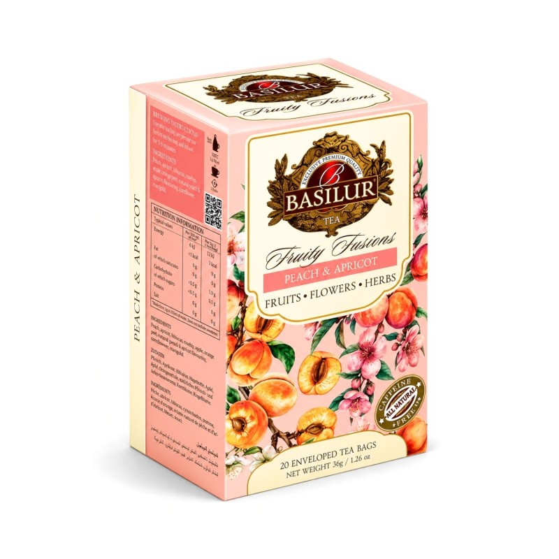BASILUR Fruit Infusions Without Hibiscus Peach & Apricot 20x1,8 g