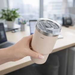 Nerezový termohrnček na kávu a čaj béžový 380 ml