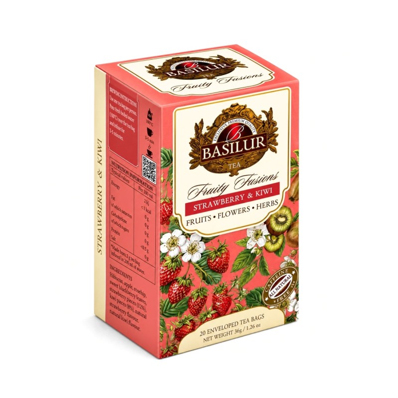 BASILUR Fruit Infusions Without Hibiscus Strawberry & Kiwi 20x1,8 g