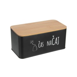 Plechová dóza na čajové vrecúška čierna 20x10x9 cm