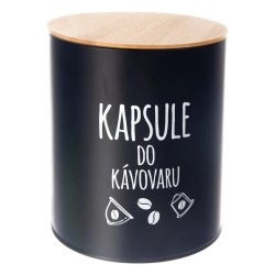 Plechová dóza na kávové kapsule čierna 20x10x9 cm