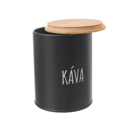 Plechová dóza na zrnkovú a mletú kávu čierna