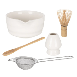 Porcelánový Matcha set s bambusovou metličkou na čaj