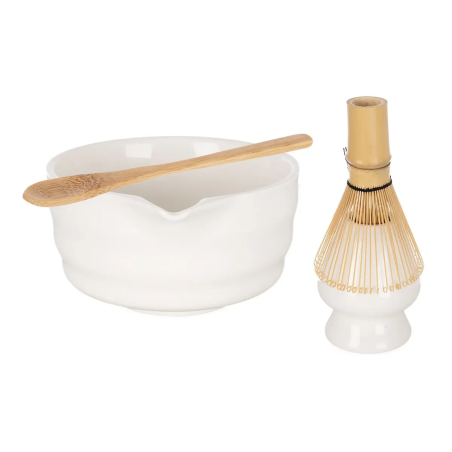 Porcelánový Matcha set s bambusovou metličkou na čaj