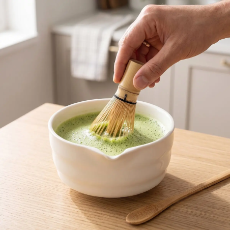 Porcelánový Matcha set s bambusovou metličkou na čaj