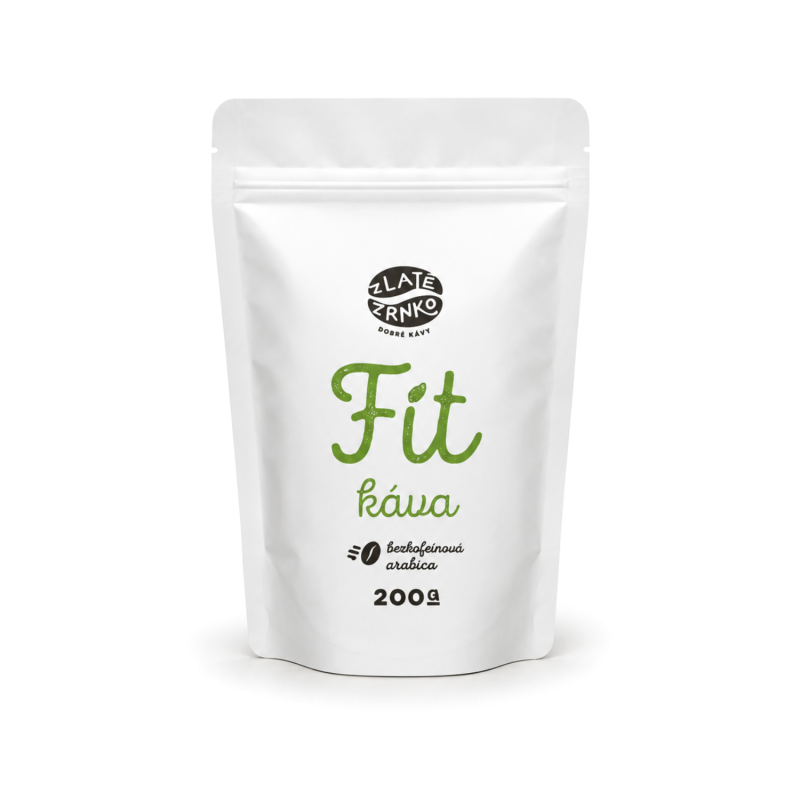 Zlaté zrnko Fit káva bezkofeínová zrnková káva 200 g