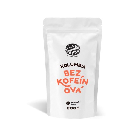 Zlaté zrnko Kolumbia bezkofeínová zrnková káva 200 g