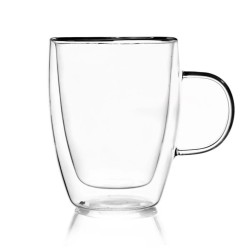 Dvojstenný sklenený hrnček na kávu a čaj 300 ml