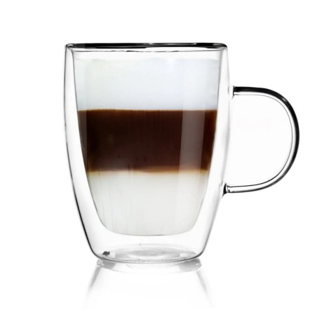 Dvojstenný sklenený hrnček na kávu a čaj 300 ml