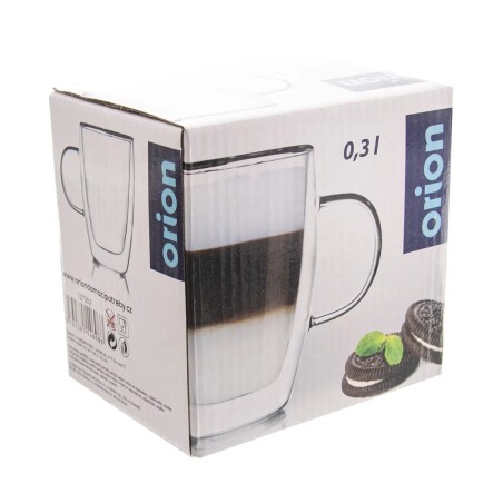 Dvojstenný sklenený hrnček na kávu a čaj 300 ml